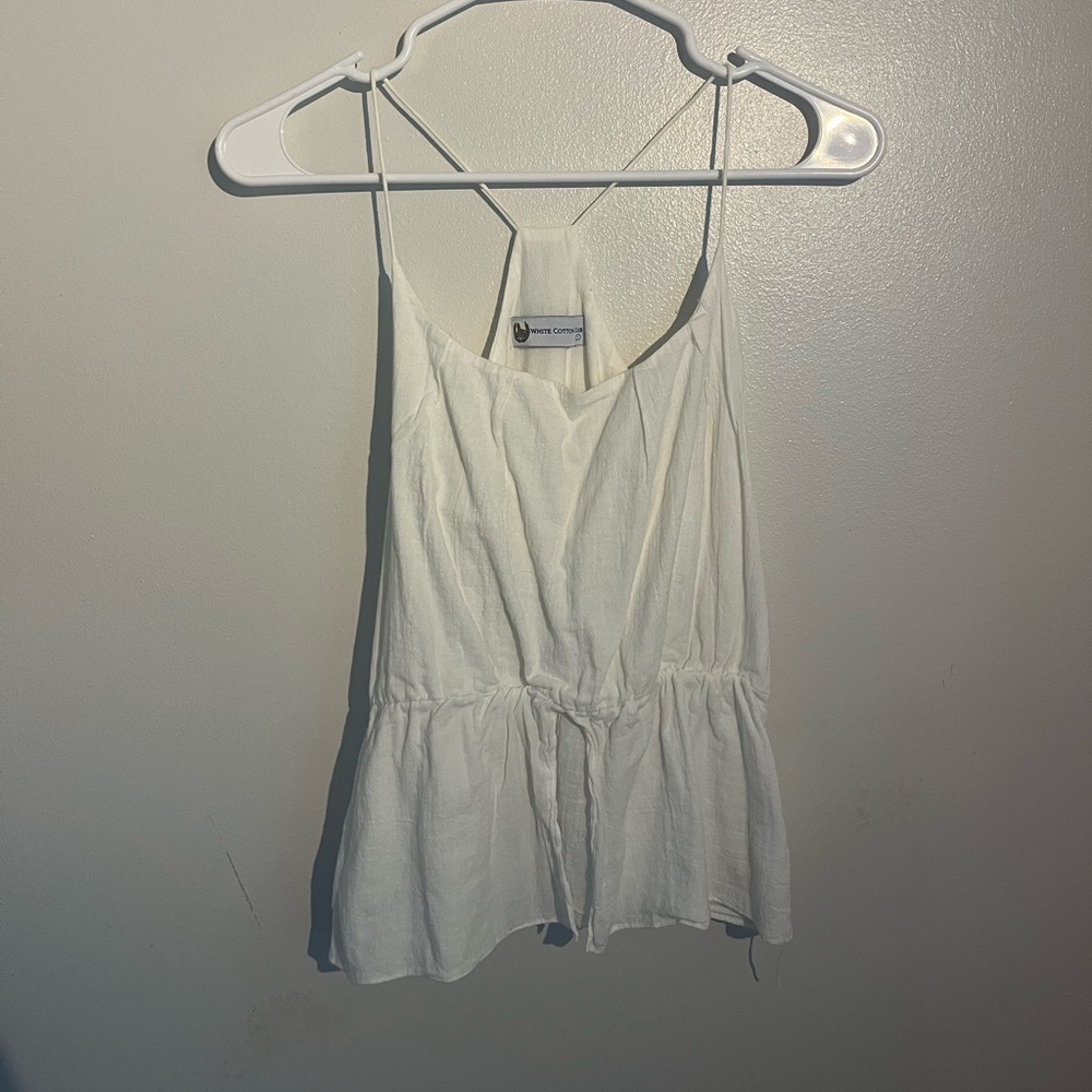 White Cotton Ruffle Tank - Picture 3 of 5